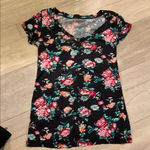Black floral shirt